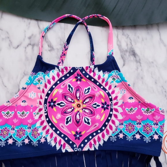 Bikini Top And Bottom Bathingsuit Fringe Multicolo - Picture 3 of 16